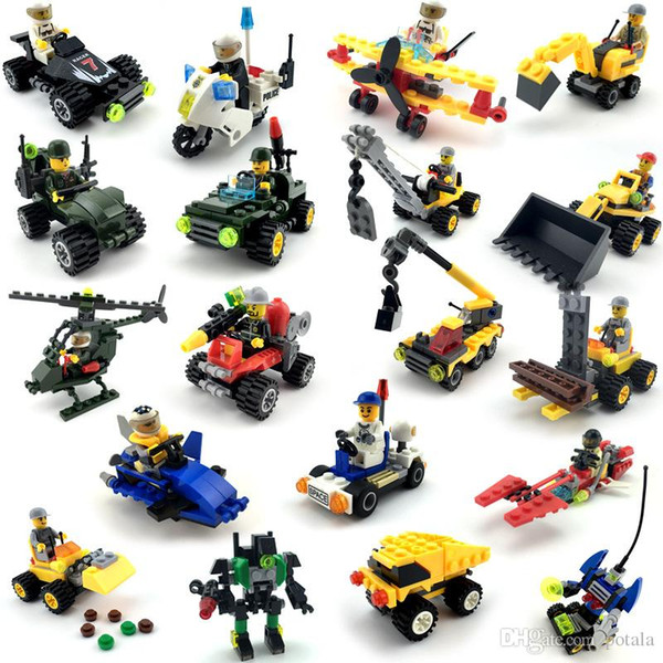 Cars Building Block Building Sets Puzzle Tank Airplane army Vehicle Anti-terrorism Bomber Mortar Crane Raytheon Reconnaissance Excavator