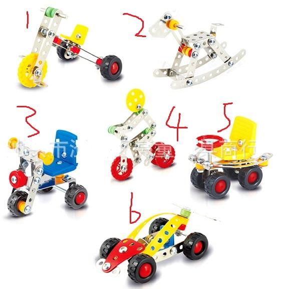 3D Assembly Metal Engineering Vehicles Model Kits Toy Car Baby Carrier Rocking Chair Bicycle F1 Building Puzzles Construction Play Set