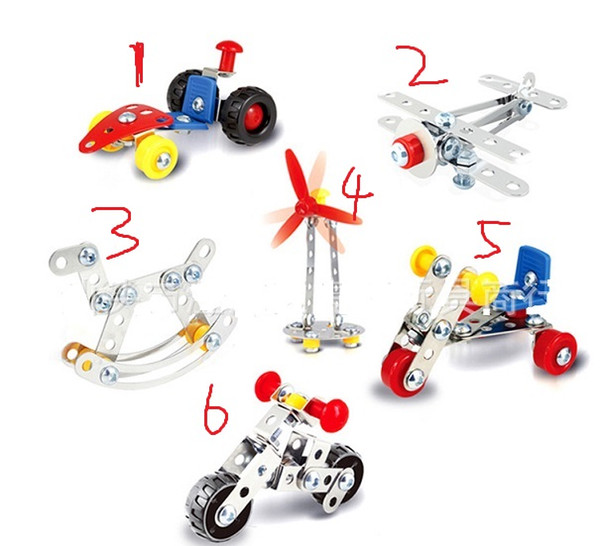 3D Assembly Metal Engineering Vehicles Model Kits Toy Car F1 Windmill Airplane Motorcycle Rocking Chair Building Construction Play Set