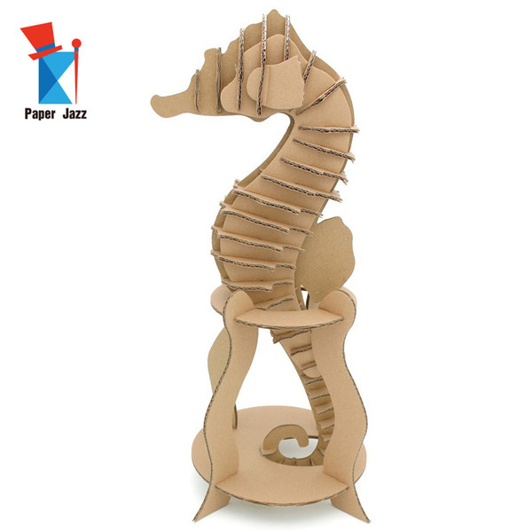 3D Diy Paper model sea horse toy cardboard puzzle education children toys model puzzle Home decoration