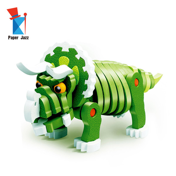 Diy 3d marsh triceratops splicing model puzzle children education toys for kids who over six years old