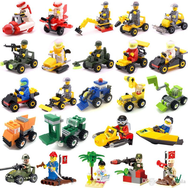 Building Block Building Sets Puzzle Tank Airplane army Troops Vehicle Anti-terrorism Bomber Mortar Tractor Crane Figures Forklift Military