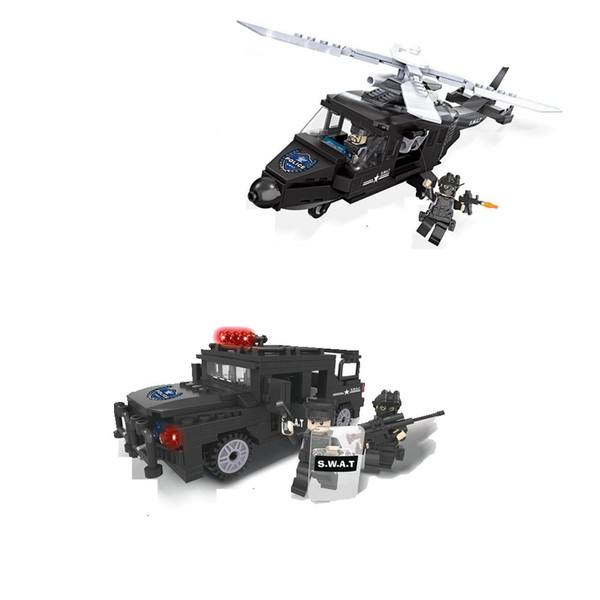 Toy Block Special Police Series 6505-6506 Helicopter Hummer Chase Vehicle