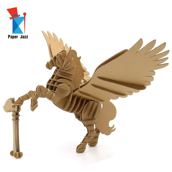 DIY Cardboard Pegasus puzzle 3D Model Puzzle children education puzzle toys animal model toys for kids