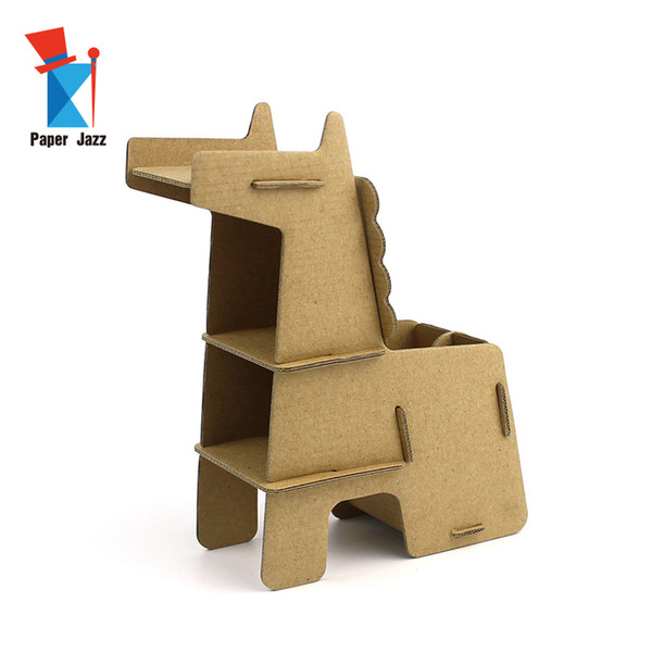 DIY 3d Cardboard Pony Desktop Pen Holder puzzle children's educational toys model with environmental and safety material