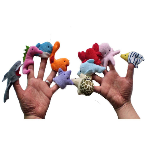 Soft Ocean Animal Puppet Baby Finger Plush Toys Octopus Dolpin Shark Various Cartoon Animal Finger Puppet Baby Educational Toys C4625