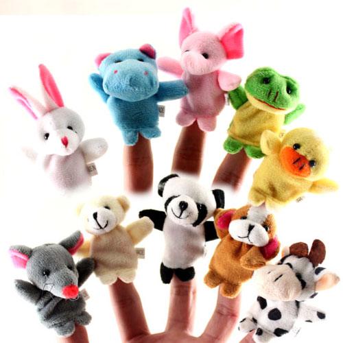 10pcs/set Baby Plush Toys Cartoon Fun Animals Finger Hand Puppet Kids learning & education Toys Gifts for birthday Wholesale