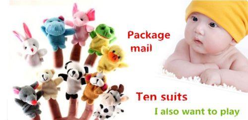 2016 higt quality new arrival 10pcs Family Cloth Doll Finger Puppets Baby Educational Hand Cartoon Animal Toy