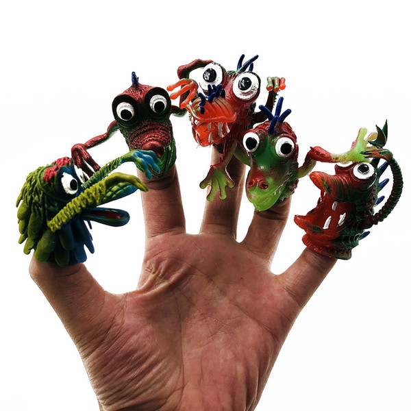 Halloween Monster Finger Puppets Story Kids Funny PVC Finger toys time Velvet Puppets 5 pcs Assorted