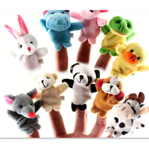 10styles Cute Animal Finger Puppets toys Short Floss Baby Hand Puppet toy Kids baby early education Finger Toy Storytelling props