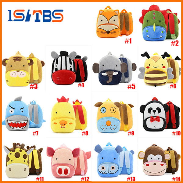 14 Style Animal Kid's Plush Backpack Toys Cartoon Bags Children's Gift Boy Hirl Student Bags Lovely Fox/Dog/Bee/Zebra/Monkey/Pig