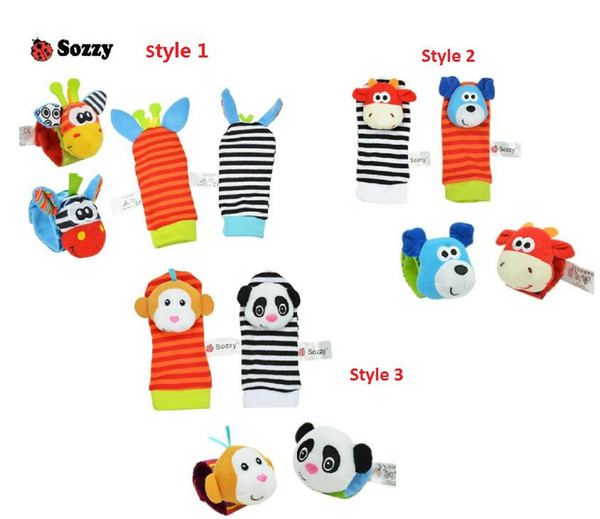 Sozzy Baby Infant Toy Soft Handbells Hand Wrist Strap Rattles Animal Socks Foot Finders Stuffed Toys Christmas Gift