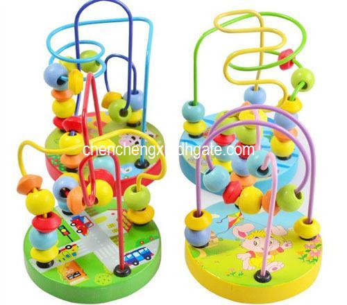 Baby game Toy New 1PC baby wooden toys baby learning education toy Rosary beads around natural quality wood