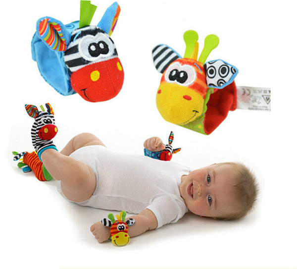 New Lamaze 3 Style Sozzy Rattle Wrist Donkey Zebra Wrist Rattle and Socks Toys (1lot=10 pcs wrist+10 pcs socks) JC97