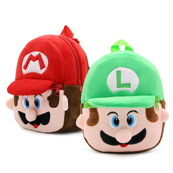 New arrival 100% 21*23.5CM Cotton Super Mario Bros Mario & Luigi Mini School Bag Plush Backpacks For Baby Gifts ZQW-A