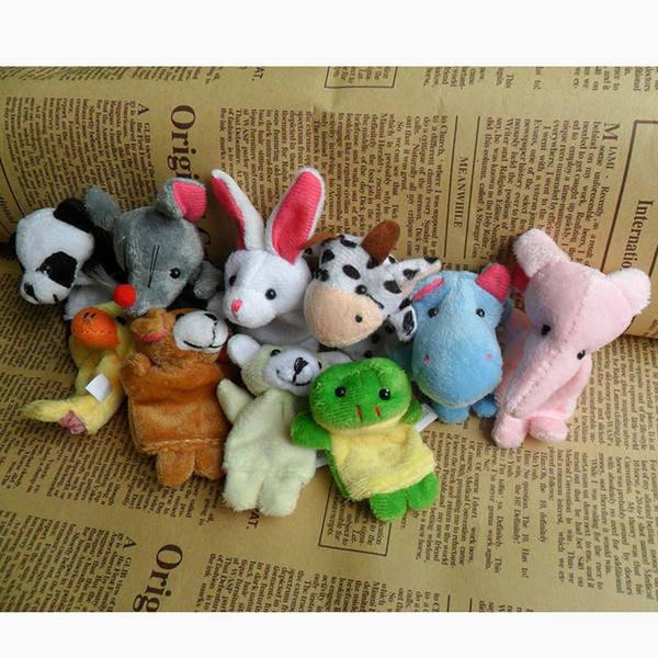 Baby Plush Toy Finger Puppets Talking Props 10 animal group baby staffed velvet fabric hand toy