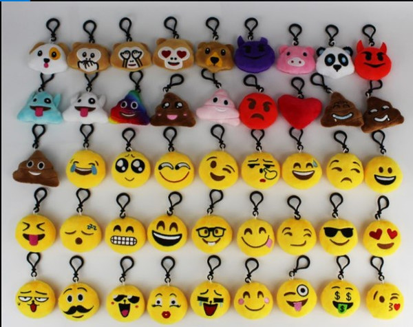 New 55 Styles Emoji toys for Kids Emoji Keychains Mixed Emoji Keyrings Bag pendant 5.5*2.5cm Free 