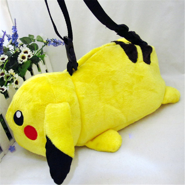 3D Anime Cartoon Pikachu Plush Backpack 35*15cm for Baby Pikachu Plush toy for Kid Birthday Gifts Cute Poke School Bags Shoulder Bags PKC043