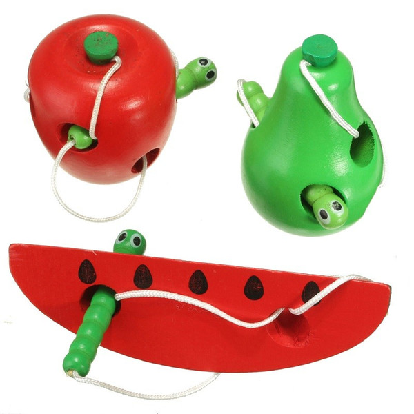 Wooden Education Baby Fruit Toys Selling Learning Thread Start Work Children Kids Bite Colorful Developmental Worm Eat Plaything