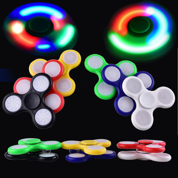 LED Light Hand Spinners Fidget Spinner Top Quality Triangle Finger Spinning Top Colorful Decompression Fingers Tip Toys OTH384