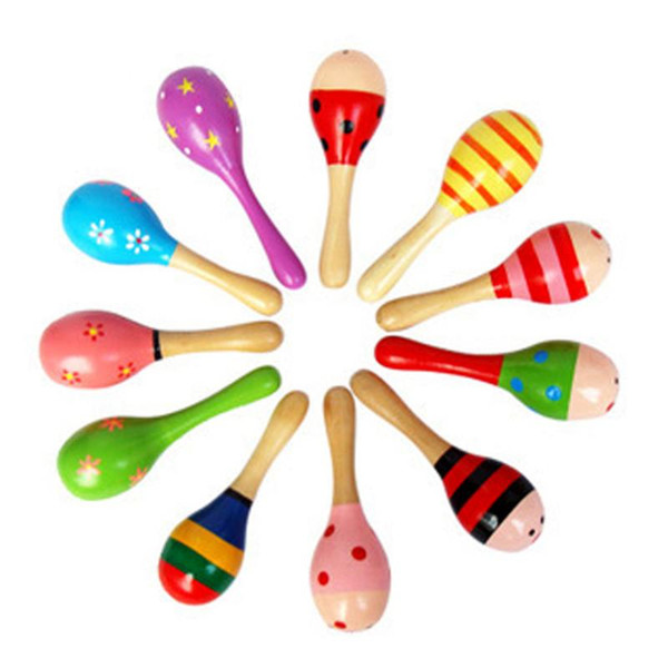 Baby Wooden Ball Toys Baby Rattles Sand Hammer Musical Toy Instrument Sound Maker Baby Attetion Training Toy Random Color