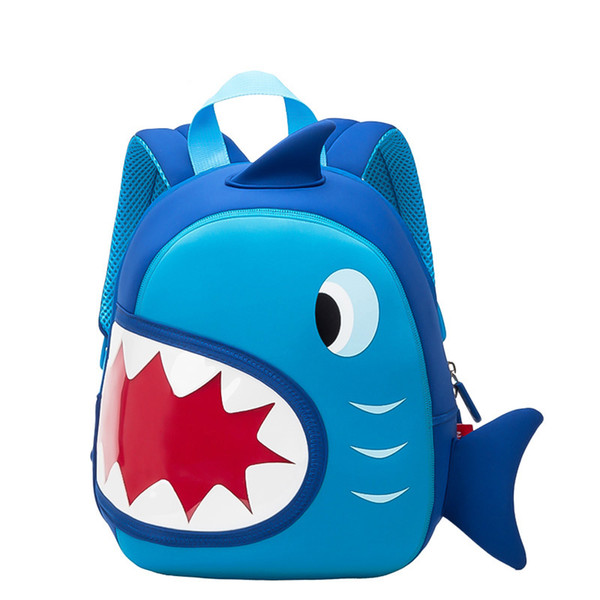 Baby Shark Waterproof School Bags Blue 3D Shark Kids Backpack Cartoon Animal Children School Bags For Girls Boys Toddler Baby Bag