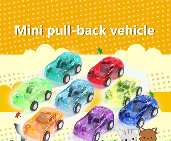 Transparent Mini pull-back vehicle, plastic toys, children's car selling wholesale,8 styles