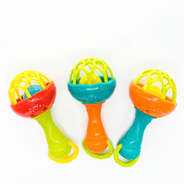 1pc Rattles Develop Baby Intelligence Grasping Gums Plastic Hand Bell Rattle Funny Educational Mobiles Toys Xmas Birthday Gifts