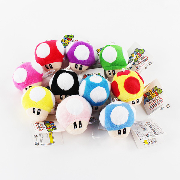 10 Colors Super Mario Bros Keychain Mushroom Plush Doll Cartoon Figures Toys for Kids Birthday Gifts