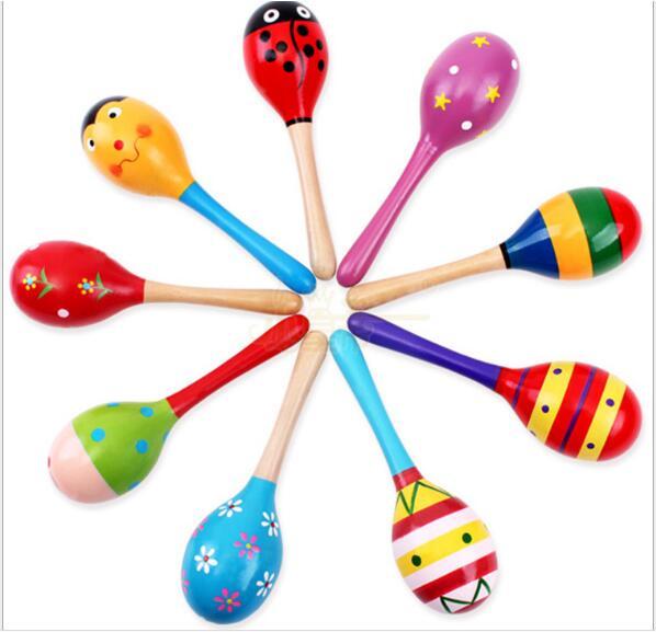 Hot Sale Baby Wooden Toy Rattle Baby cute Rattle toys Orff musical instruments Educational Toys Wooden Cartoon Sand Ball 11.5CM/19CM/23CM