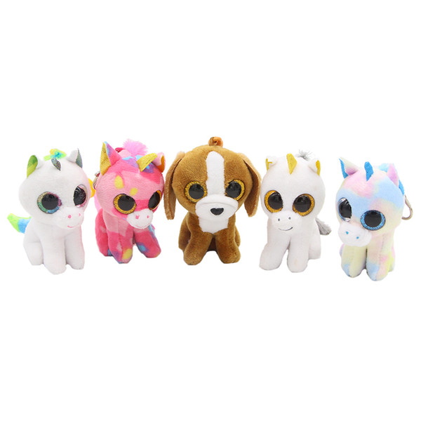 5pcs/lot 10cm Unicorn large eyes Boos Original KeyChain Christmas Stuffed & Plush Animals small Pendant Toys with Key Chain