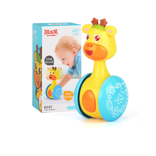 Baby Rattles Toys Kids Cute Yellow Small Deer Slide Tumbler Toys Sweet Bell Music Education Learning Toys Baby Gifts B0227