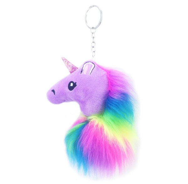 New Plush Unicorn doll plush ball key fastener pendant artificial wool lady bag car key accessories