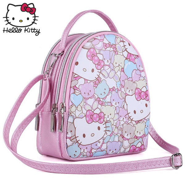 Hello Kitty Cute Cartoon Bag hellokitty Fashion Women 2019 New Style Girl Leather Cute Cartoon Pink Kids SchoolBag Plush Gift