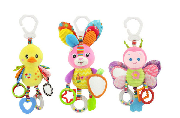 New Hot Cute butterfly rabbit duck bird baby kids stroller bed around hanging bell rattle activity soft toy outer baby plush toy