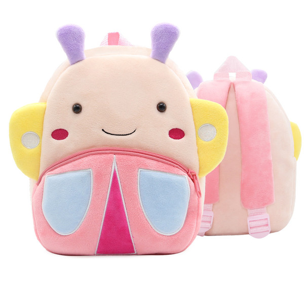 2Pcs High Quality Cute Animals kids Girls Backpacks Butterfly Bees School backpack baby Plush Bag Gift