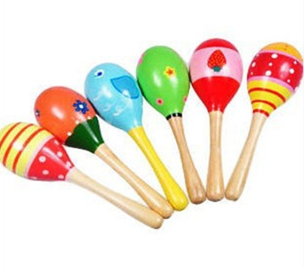 Baby Wooden Toy Rattle Baby cute Rattle toys Orff musical instruments Educational Toys Wooden Cartoon Sand Ball 12CM/19CM/22CM