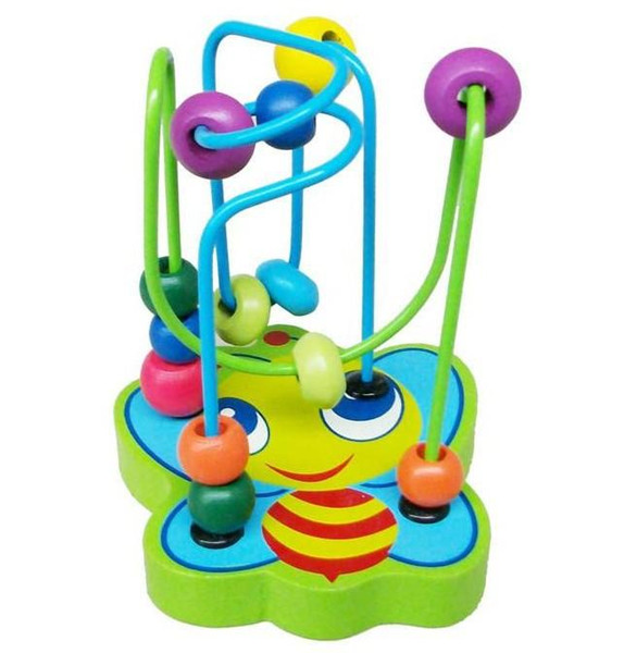 NEW HOT Baby wooden toy Mini around beads Wire maze Colorful Educational game Children Toys Free shipping TY403