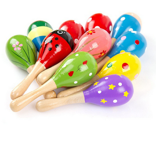 HOT 50pcs Baby Wooden Toy Rattle Baby cute Rattle toys Orff musical instruments Educational Toys baby Sand ball sand hammer 12-20cm