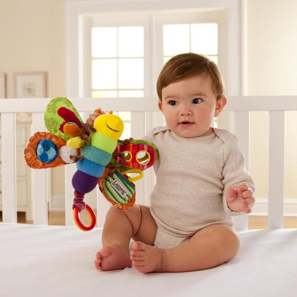 9inch Lamaze Toy Butterfly Crib toys with rattle teether Infant Early Development Toy stroller music Baby doll toy E033