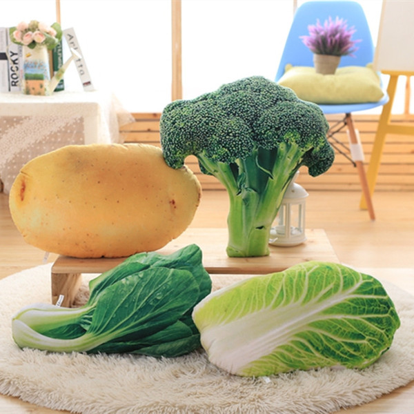 Creative Simulation Vegetable Pillow Cushion Plush toys Nap Pillow Broccoli for Kid's Christmas gifts