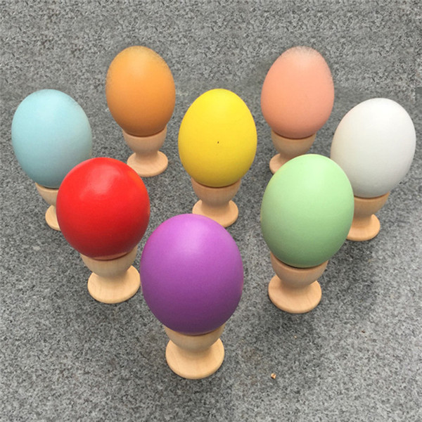 Multicolor Wooden Easter Eggs 4.5*6cm Easter Day Wood Toys Solid color DIY painting Egg For Children Gifts April Fools' Day EMS DHL free B11