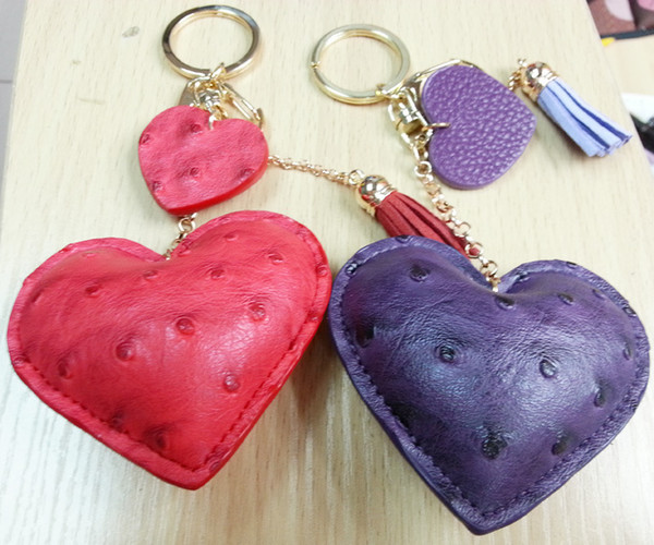 Fashion PU Leather Love Style Key Chain Bag/Phone Decorations Toys 10 pcs a lot Birthday Gift Mixed Package