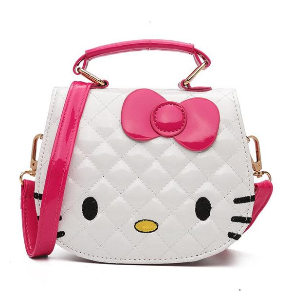 Cartoon Hello kitty Bowknot Girls Handbag Kids Tote Toys Girls Bag PU Leather Plush Backpack Best Gifts For Girl Adult