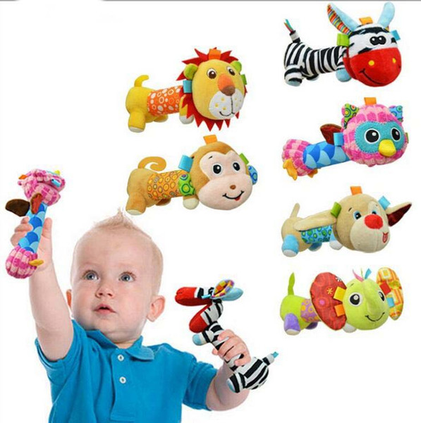 new Sozzy Baby Rattles Mirror Plush Handbells toys Cartoon Animal Stuffed Infant Toddler Hand Bell