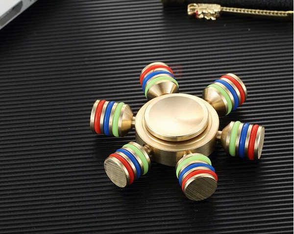 2017 Hexagon Hand Spinner Six Angle Aluminium Fingertips Spiral Fingers Gyro Torqbar Fidget With 6 Heads Hand Spinner With Box