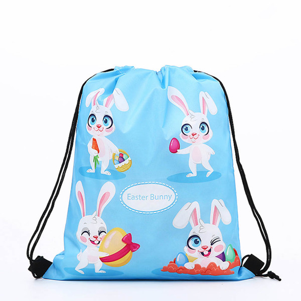 6 Pcs Rabbit Printed Bundle Bag Easter Bunch Pocket For baby Easter gift Shopping Storage Backpack Draw pocket Drawstring bag