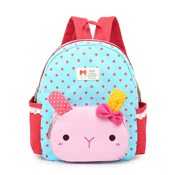 MINOCOOL Girls Cute dot pattern School Backpacks Kindergarten Cartoon School Bag Children Animal Rabbit Bunny Toys plush Bag