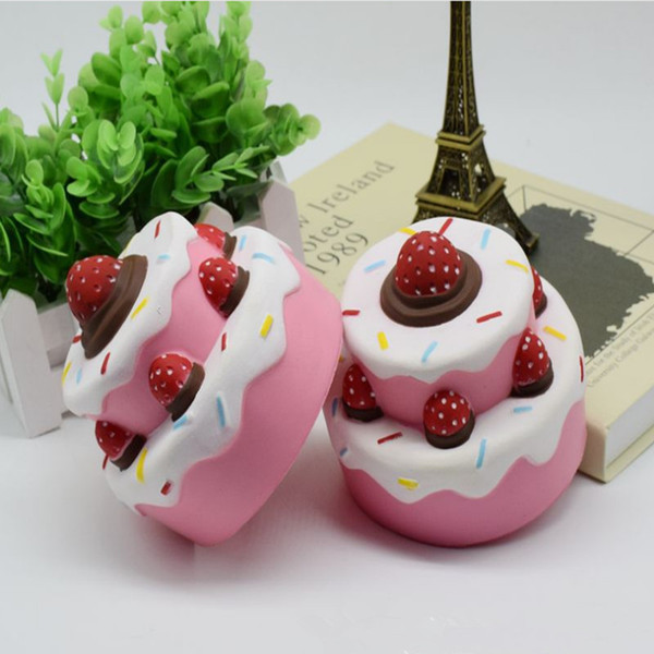 30pcs DHL Three layers of strawberry cake Jumbo Squishy Slow Rising Pendant Phone Straps Charms Queeze Kid Toys Cute squishies Bread