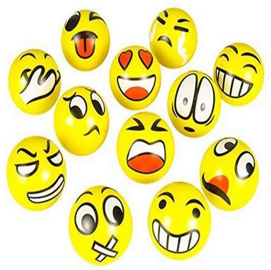 Emoji Faces Squeeze Stress Ball Hand Wrist Finger Exercise Stress Relief Therapy - Colors May Vary